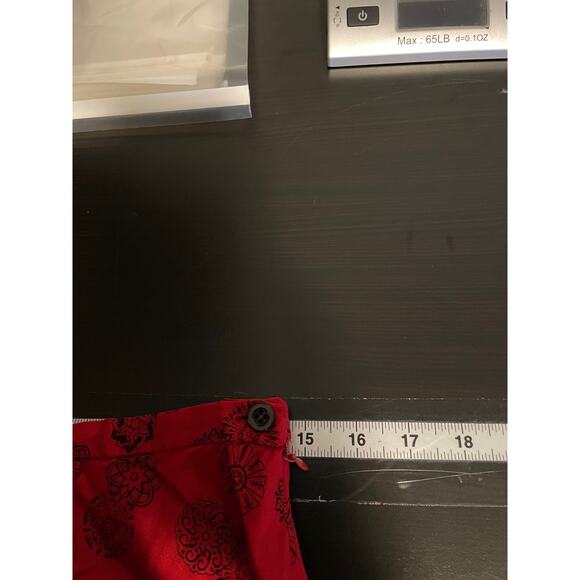 Rena Rowan Skirt Womens 12 Red Black Floral Print Rayon Maxi Boho Career Dressy - Picture 6 of 8